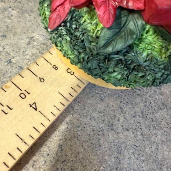 Christmas Poinsettia Candle Topper Decorative Festive Holiday Yankee Candle 3 In - Picture 12 of 16